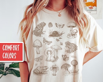 Frosch Shirt Pilz Shirt Goblincore Shirt Cottage Core Shirt Goblincore Kleidung Frosch und Kröte Shirt Pilzliebhaber Geschenk Comfort Farben®