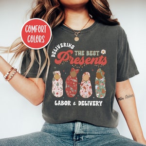 Delivering The Best Presents Retro Labor And Delivery Nurse Christmas Shirt Mother Baby Nurse Shirt Nurse Apparel Ld Nurse Shirt Doula Shirt