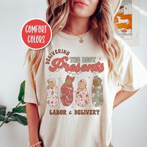 Delivering The Best Presents Retro Labor And Delivery Nurse Christmas Shirt Mother Baby Nurse Shirt Nurse Apparel Ld Nurse Shirt Doula Shirt
