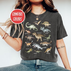 Dinosaur Shirt Comfort Colors Shirt Dinosaur Print Shirt Paleontology Shirt Dino Shirt Velociraptor Shirt Trex Shirt Aesthetic Dinosaur Gift