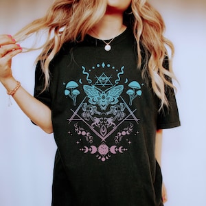 Goblincore Clothing Goblincore Shirt Cottage Core Shirt Mushroom Shirt Moth Shirt Witchy Clothes Insect Shirt Occult Shirt Soft Goth Clothes