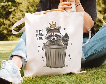 En mi era salvaje divertido mapache bolso de mano estético animal bolso de mano regalos de mapache regalos de mapache regalos de mapache meme regalos basura panda fresco Tote Bagac
