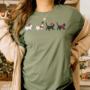 Meowy Christmas Shirt Christmas Cat Shirt Black Cat Shirt Christmas Gift For Cat Lovers Cat Mom Cat Dad Shirt Christmas Pjs Cat Themed Gifts