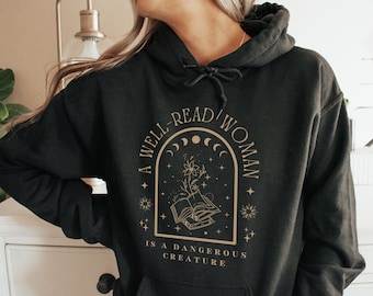 A Well Read Woman Bookish Hoodie Book Hoodie Book Lover Hoodie Book Lover Gift Dark Academia Hoodie Reader Library Hoodie Bookish Sweatshirt