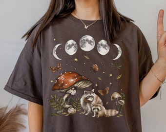 Raccoon Shirt Racoon Gifts Racoon Shirt Cottage Core Shirt Goblincore Clothing Goblincore Shirt Mushroom Shirt Dark Cottagecore Clothing Tee