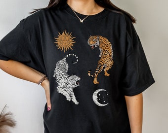 Vintage Tiger Graphic Tee Lunar New Year Chinese New Year Of The Tiger Shirt Yin Yang Shirt Chinese Zodiac Aesthetic Clothes Indie Clothing