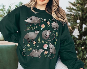 Possum Sweatshirt Possum Print Opossum Sweatshirt Opossum Sweater Possum Gifts Cottagecore Sweater Cottagecore Clothing Possum Christmas