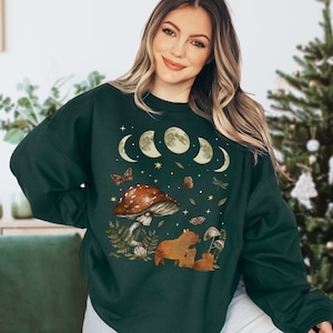Capybara Sweatshirt Capybara Gift Capybara Sweater Capybara Print Goblincore Clothing Cottagecore Sweater Mushroom Sweatshirt Capybara Gifts