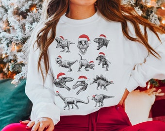 Dinosaur Christmas Sweatshirt Dinosaur Skeleton Dinosaur Sweater Dinosaur Crewneck Dinosaur Clothes Paleontology Shirt Dinosaur Lover Gift