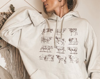 Cow Hoodie For Women Cow Themed Gifts Farm Hoodie Country Hoodie Cow Print Hoodie Cow Gifts For Cow Lovers Cow Mom Vintage Western Hoodie