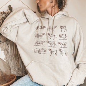 Sudadera con capucha de vaca para mujeres Regalos temáticos de vacas Sudadera con capucha de granja Sudadera con capucha de país Sudadera con capucha con estampado de vaca Regalos de vaca para amantes de las vacas Mamá de vaca Sudadera con capucha occidental vintage