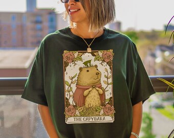 Capybara Shirt Tarot Card Shirt Tarot Shirt Funny Capybara Gift Cottagecore Clothing Cottage Core Shirt Cute Capybara Print Forestcore Shirt