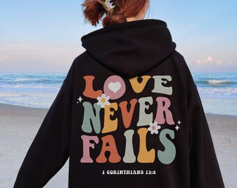 El amor nunca falla Sudadera con capucha Salud mental Sudadera con capucha cristiana Sudadera con capucha Y2k Sudadera con capucha positiva Sudadera preppy Ropa de moda Ropa estética