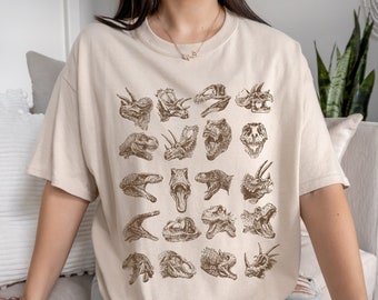 Dinosaur Shirt Dinosaur Print Shirt Paleontology Shirt Dinosaur Skeleton Shirt Dino Shirt Goblincore Clothing Dinosaur Sweater Trex Shirt