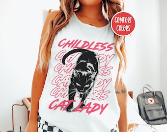Childless Cat Lady Tank Top Kamala Tank Top Feminist Tank Top Kamala Harris 2024 Leftist Gifts Coconut Tree Tank Anti Trump Cat Owner Gifts