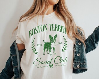 Camisa Boston Terrier personalizada Old Money Estética Social Club Camisa Boston Terrier Mamá Boston Terrier Regalos Coqueta Ropa Perro Amante Regalos