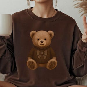 テディベア スウェットシャツ テディベア クルーネック コケット 服