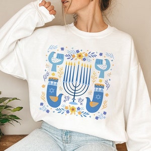 Hannukah Sweater Hanukkah Sweater Cottagecore Sweater Chanukah Sweater Hanukkah Sweatshirt Hanukkah Pajamas Hanukkah Menorah Jewish Sweater