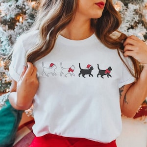 Meowy Christmas Shirt Christmas Cat Shirt Black Cat Shirt Christmas Gift For Cat Lovers Cat Mom Cat Dad Shirt Christmas Pjs Cat Themed Gifts