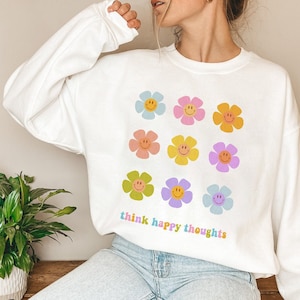Flower Sweatshirt Trendy Sweatshirt Cozy Sweatshirt Mental Health Shirt Fall Sweatshirt Y2K Indie Clothing Alt Clothing Preppy Sweatshirt