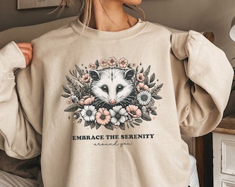 Possum Sweatshirt Opossum Sweatshirt Opossum Sweater Cottagecore Sweater Cottagecore Clothing Cute Possum Christmas Gift Positive Sweatshirt