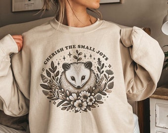 Possum Sweatshirt Opossum Sweatshirt Opossum Sweater Cottagecore Sweater Cottagecore Clothing Cute Possum Christmas Gift Positive Sweatshirt