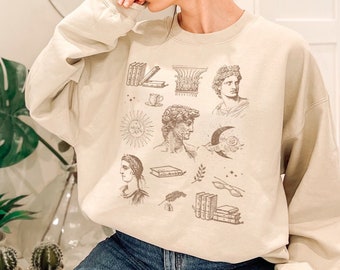 Dark Academia Clothing Alt Clothing Indie Clothing Light Academia Aesthetic Clothes Crew Neck Sweatshirt Trendy Sweatshirt Books Sweatshirt