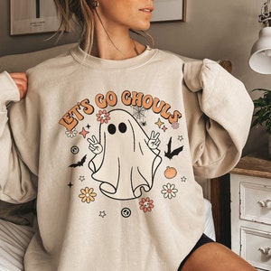 Lets Go Ghouls Sweatshirt Retro Halloween Crewneck Spooky Sweatshirt Cute Ghost Sweatshirt Plus Size Halloween Sweatshirt Fall Crewneck Gift