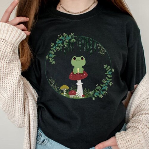 Cottagecore Frog Shirt Cottagecore Shirt Cute Frog And Toad Mushroom Shirt Goblincore Clothing Alt Clothing Indie Clothing Aesthetic Clothes