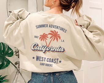 California Sweatshirt Los Angeles Sweatshirt Retro Sweatshirt Beach Sweatshirt Oversized Sweatshirt California Tshirt Ästhetisches Sweatshirt