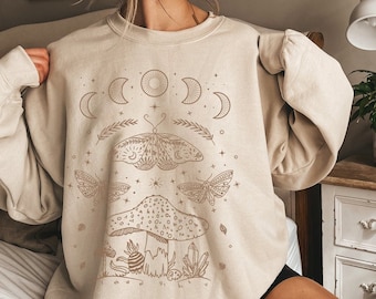 Grunge Fairycore Clothing Fairycore Clothes Cottagecore Sweater Crewneck Mushroom Sweater Mushroom Shirt Alt Clothing Cottagecore Clothing