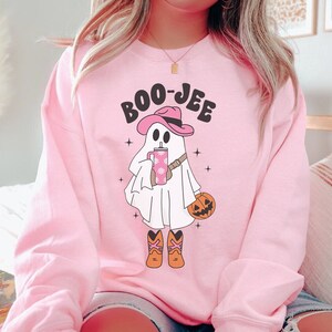 Boo Jee Sweatshirt Retro Halloween Crew Neck Cute Ghost Sweatshirt Midwest Sweatshirt Western Sweatshirt Cowgirl Sweatshirt Fall Crew Neck