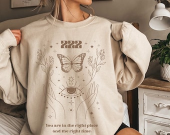 222 Angel Number Sweatshirt Angel Aesthetic Clothes Evil Eye Shirt Angel Core Angel Crewneck Vsco Hoodie Mystical Shirt Spirituality Shirt