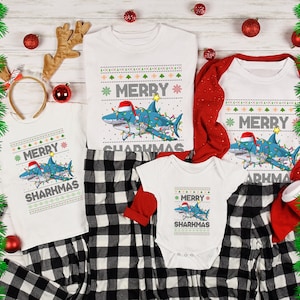 Merry Sharkmas Shirt Ugly Christmas Shark Shirt Family Christmas Shirts Matching Family Christmas Pjs Funny Shark Shirts Shark Family Shirt