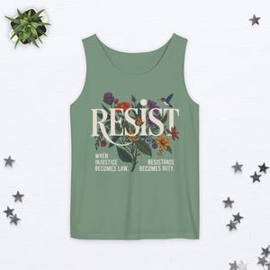 Subtle Fdt Floral Tank Top Foxtrot Delta Tango Tank Top Resist Tank Top Wildflower Fuck Trump Top Anti Trump Top Anti Oligarchy Liberal Gift Light Green