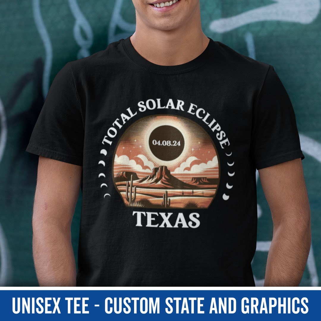 Custom State 2024 Solar Eclipse Shirt Texas Path of Totality - Etsy