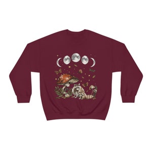 Raccoon Sweatshirt Racoon Sweatshirt Racoon Gifts Goblincore Clothing Cottagecore Sweater Mushroom Sweatshirt Mori Girl Fairycore Clothing image 7