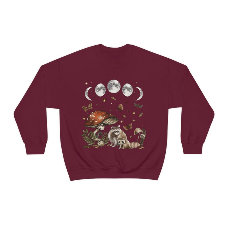 Raccoon Sweatshirt Racoon Sweatshirt Racoon Gifts Goblincore Clothing Cottagecore Sweater Mushroom Sweatshirt Mori Girl Fairycore Clothing image 7