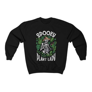 Spooky Plant Lady Sweatshirt Halloween Skeleton Sweater Crazy Plant Lady Plant Mom Sweatshirt Plant Lover Gift Plant Mama Shirt Y2k Clothing image 4