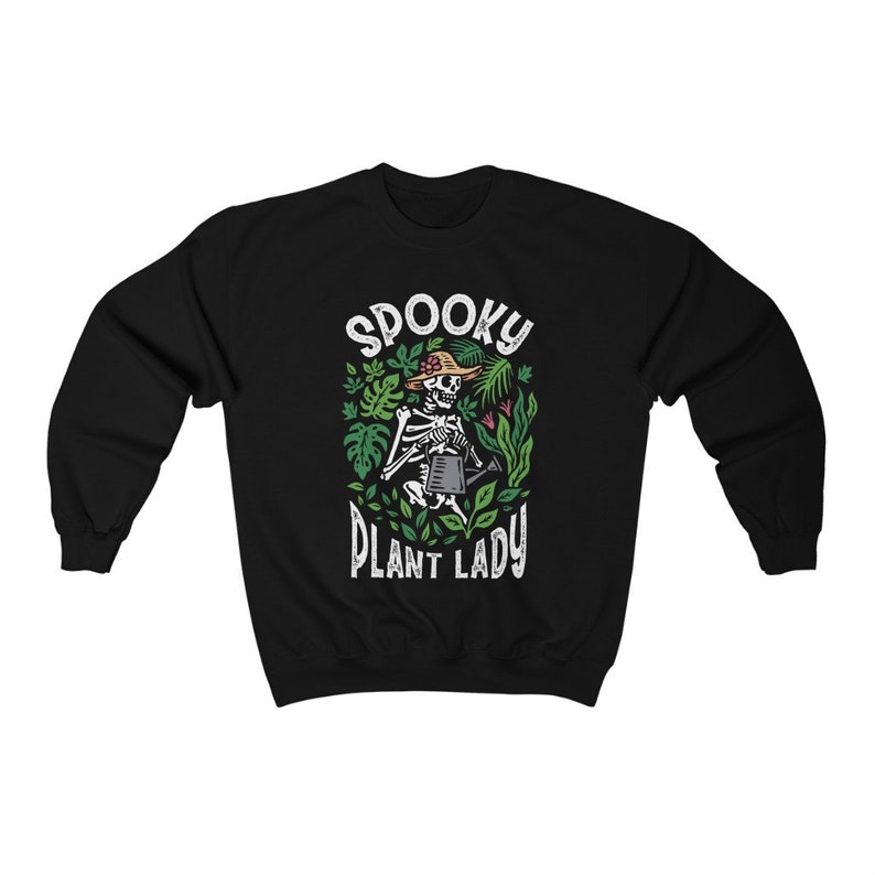 Spooky Plant Lady Sweatshirt Halloween Skeleton Sweater Crazy Plant Lady Plant Mom Sweatshirt Plant Lover Gift Plant Mama Shirt Y2k Clothing image 4