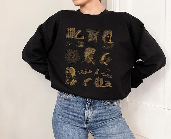 Dark Academia Clothing Alt Clothing Indie Clothing Light Academia Aesthetic Clothes Books Sweatshirt Greek Statue Renaissance Literary Shirt