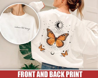 Monarch Butterfly Sweatshirt Crewneck Butterfly Sweater Mental Health Sweatshirt Celestial Sweatshirt Indie Clothes Positive Sweatshirt