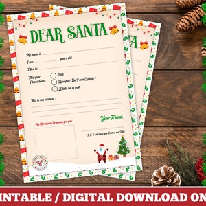 Brief an den Weihnachtsmann druckbar, Lieber Weihnachtsbrief, Kinderbrief an den Weihnachtsmann, Zeichnung für den Weihnachtsmann, DIY Brief an den Weihnachtsmann, druckbare Wunschliste, Santa Cam