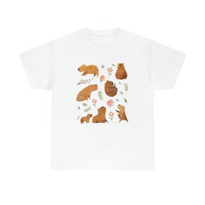 Capybara Shirt Capybara Gift Capybara Shirts Capybara T Shirt Cottage Core Shirt Cottagecore Clothing Cute Capybara Print Aesthetic Clothes White