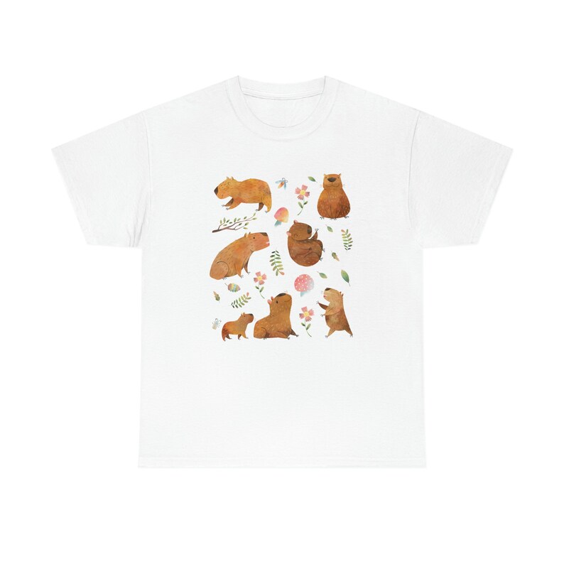 Capybara Shirt Capybara Gift Capybara Shirts Capybara T Shirt Cottage Core Shirt Cottagecore Clothing Cute Capybara Print Aesthetic Clothes White