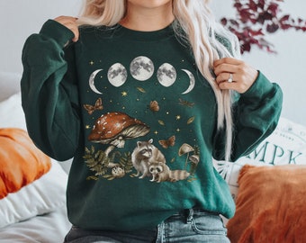 Procione Felpa Procione Felpa Racoon Regali Goblincore Abbigliamento Cottagecore Maglione Fungo Felpa Mori Ragazza Fairycore Abbigliamento