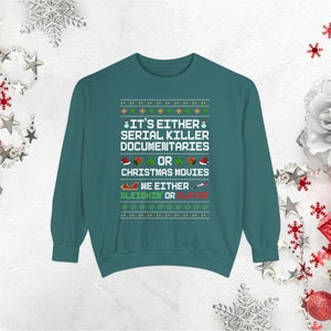 Pull de Noël moche drôle pour femmes, sweat-shirt de Noël grande taille, sweat-shirt de film de Noël, cadeaux de Noël en vrac, col ras du cou de Noël preppy Blue Spruce