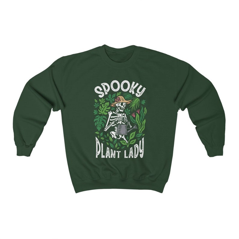 Spooky Plant Lady Sweatshirt Halloween Skeleton Sweater Crazy Plant Lady Plant Mom Sweatshirt Plant Lover Gift Plant Mama Shirt Y2k Clothing image 3