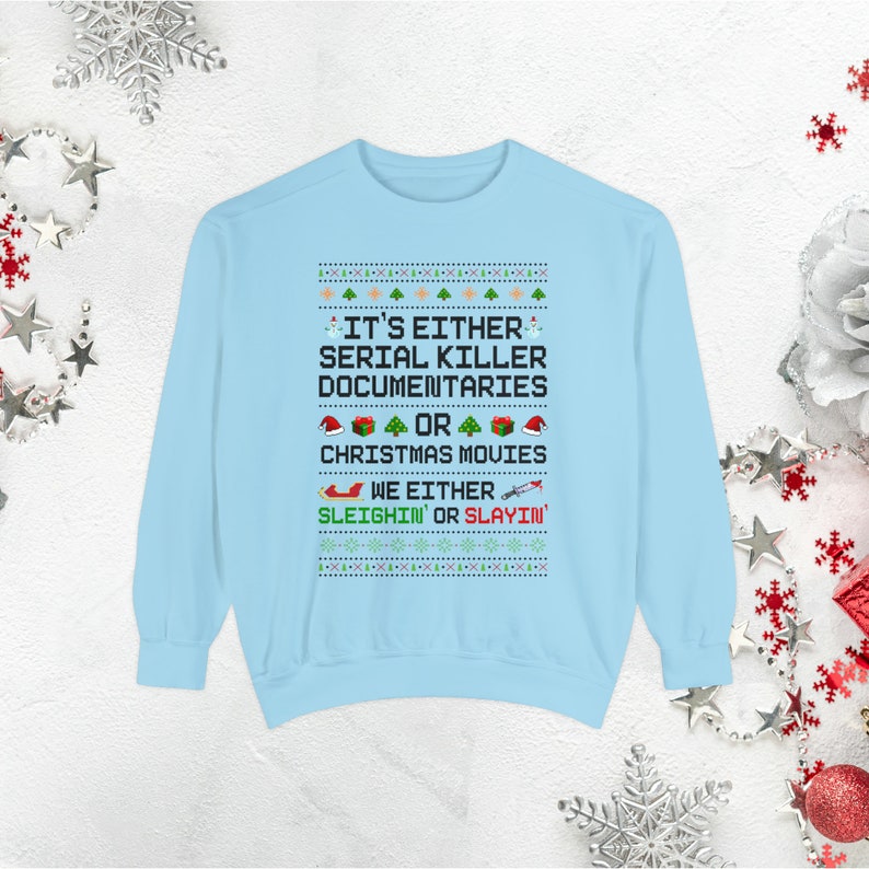 Pull de Noël moche drôle pour femmes, sweat-shirt de Noël grande taille, sweat-shirt de film de Noël, cadeaux de Noël en vrac, col ras du cou de Noël preppy Chambray