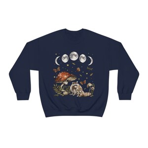 Raccoon Sweatshirt Racoon Sweatshirt Racoon Gifts Goblincore Clothing Cottagecore Sweater Mushroom Sweatshirt Mori Girl Fairycore Clothing image 8